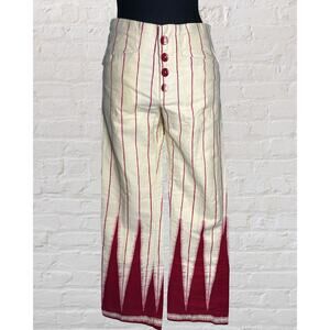1970s Vintage Cotton Hippie Bellbottom Pants Pinstripe Women's Size Small